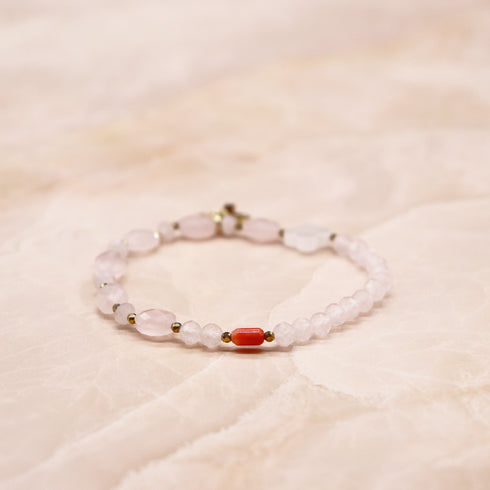 【Blooming Pink Roses】ローズクォーツ×スパイニーオイスターシェル ブレスレット