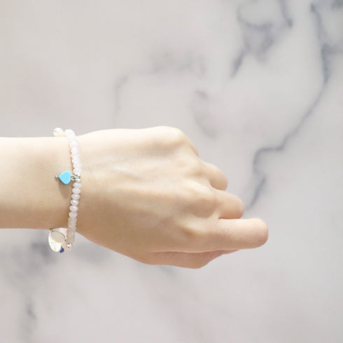 【Blooming Pink Roses】ローズクォーツ×パール×マグネサイトターコイズ ブレスレット