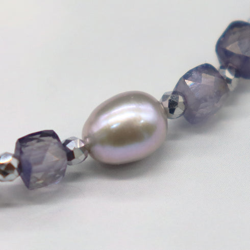 【Mermaid Teardrops】パール×アイオライト×ラベンダーアメシスト ブレスレット