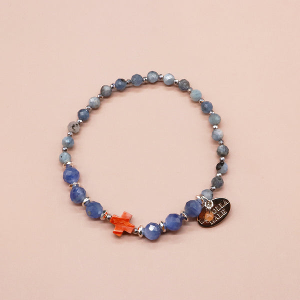 【深海派对】海蓝宝石 x 棘牡蛎壳 x 蓝晶石手链