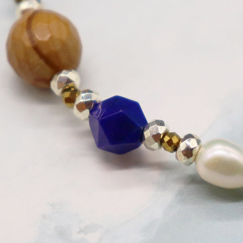 【星空碎片】三眼天珠×青金石×锆石×硅化木手链