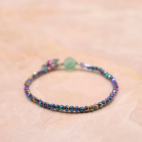 【对斋浦尔的渴望】绿色东陵玉、坦桑石和彩色赤铁矿手链