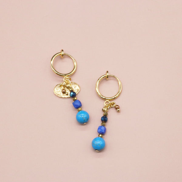 【星空碎片】青金石 x 菱镁矿 x 绿松石 x 蓝赤铁矿耳环