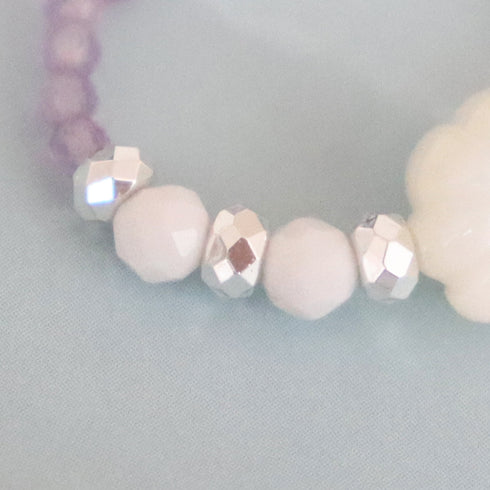 【Moon Lady Amethyst】マザーオブパール×ホワイトオニキス×ピンクアメシスト リング