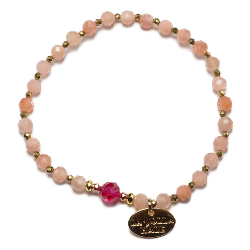 【绯红之焰】合成红宝石 x 橙色月光石手链