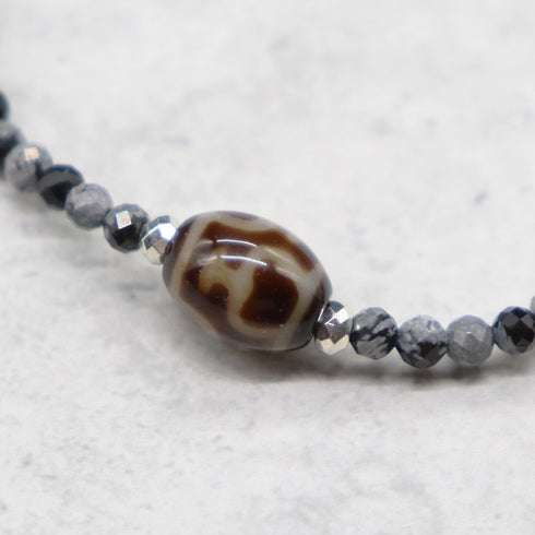 【Lovely Zoo】賽瓶天珠×ブラックシェル×スノーフレークオブシディアン ブレスレット