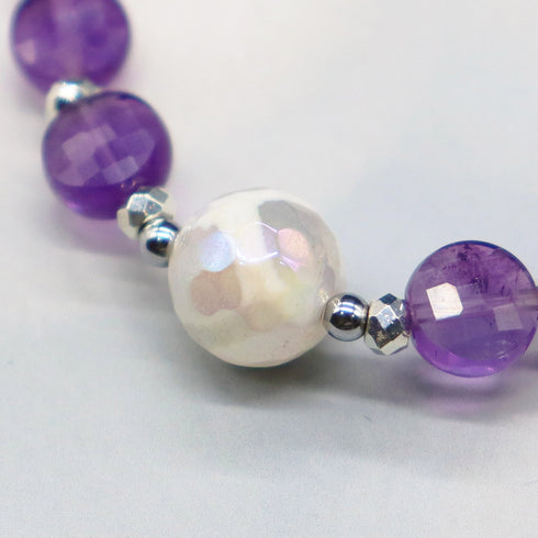 【Moon Lady Amethyst】亀甲天珠×アメシスト×フォスフォシデライト ブレスレット