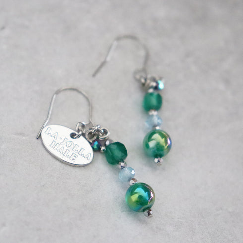 【Deep Sea Party】アクアマリン×グリーンアゲートオーラ×グリーンアゲート ピアス