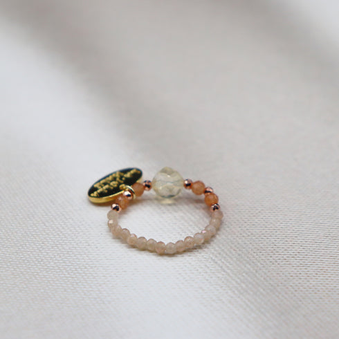 【如蜜糖般甜蜜】黄水晶 x 日光石 x 月光石戒指