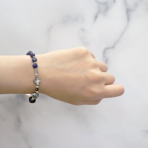 【Starry Sky Fragment】亀甲天珠×ラピスラズリ×ターコイズ×バロックパール ブレスレット