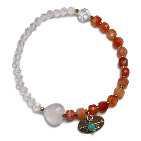 【Shining Like Stardust】水晶×カーネリアン×ムーンストーン ブレスレット