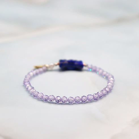 【Starry Sky Fragment】ラピスラズリ×パール×ジルコニア ブレスレット