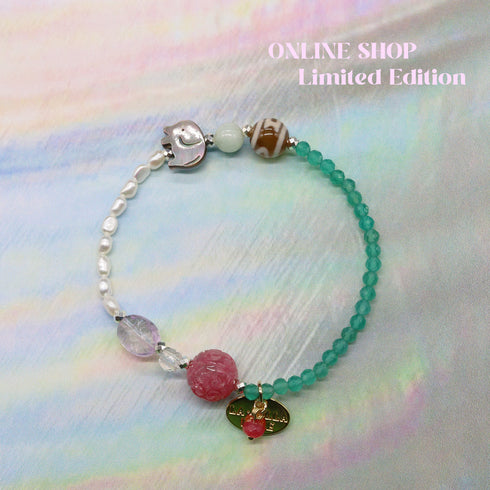 【ONLINE SHOP限定】【CLEAN UP】天地天珠×グリーンアゲート×ロードナイトシリカ ブレスレット