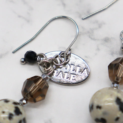 【・MA・YO・KE・】スモーキークォーツ×ダルメシアンジャスパー ピアス