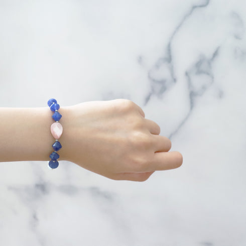 Pink shell, sodalite, and amazonite bracelet