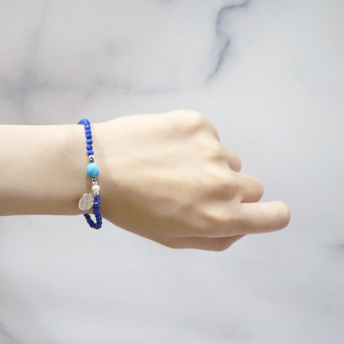 【Starry Sky Fragment】ラピスラズリ×アパタイト×パール ブレスレット