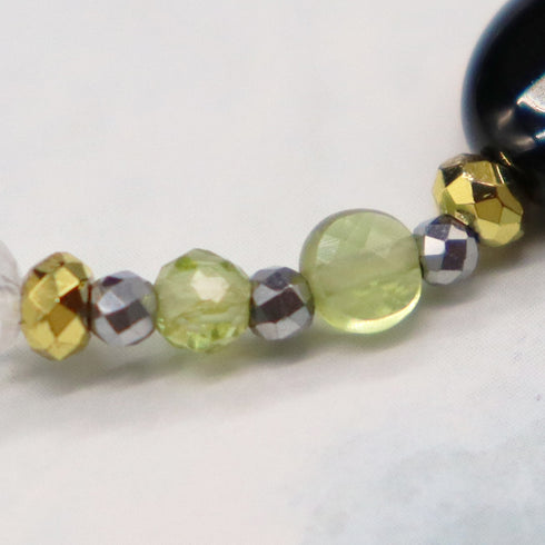 【绿光阳光】水波纹天珠 x 橄榄石 x 缟玛瑙 x 水晶手链