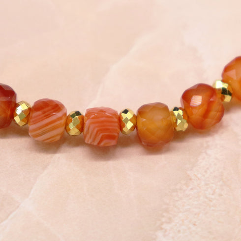 【Flames of Crimson】人工ルビー×カーネリアン×シトリン×カオリン ブレスレット