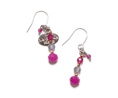 【粉色!粉色!粉色!】合成红宝石 x 拉长石 x 石英岩耳环