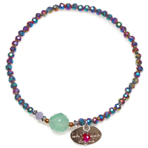 【对斋浦尔的渴望】绿色东陵玉、坦桑石和彩色赤铁矿手链