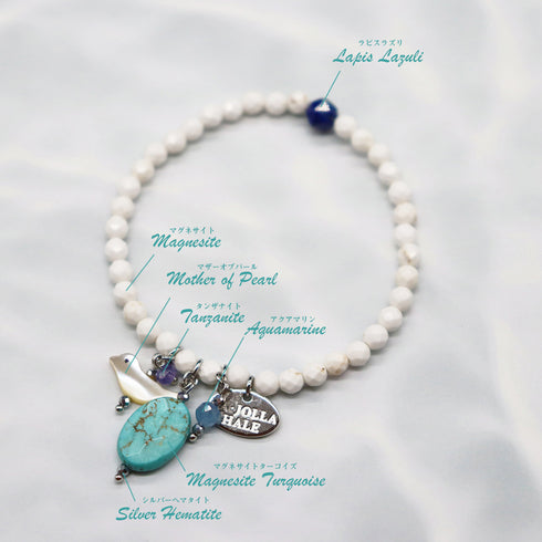 【Lovely Zoo】マグネサイト×マグネサイトターコイズ×マザーオブパール ブレスレット