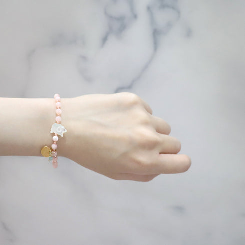 【Lovely Zoo】水紋天珠×マザーオブパール ブレスレット