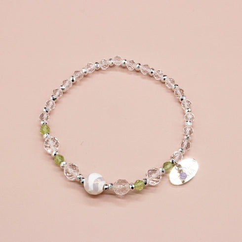 【Green Light Sunshine】水紋天珠×ペリドット×水晶 ブレスレット