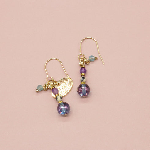 【Moon Lady Amethyst】アメシスト×ダルメシアンジャスパー×コスモオーラ ピアス