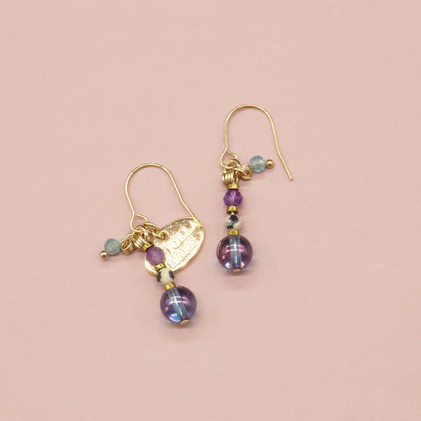 【Moon Lady Amethyst】アメシスト×ダルメシアンジャスパー×コスモオーラ ピアス