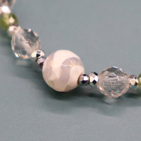 【Green Light Sunshine】水紋天珠×ペリドット×水晶 ブレスレット