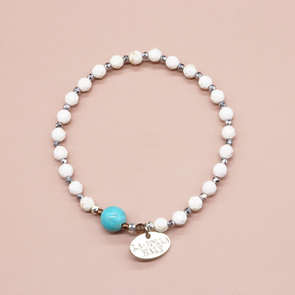 【Be Loved Turquoise】ターコイズ×スモーキークォーツ×マグネサイト ブレスレット