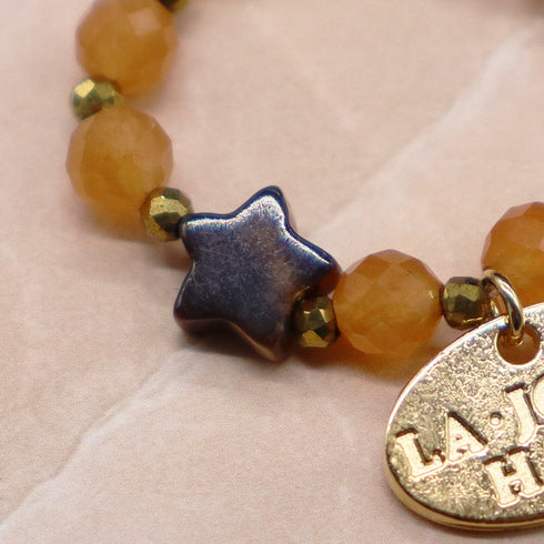 【Longing for Jaipur】オレンジアベンチュリン×マザーオブパール×アンダルサイト リング