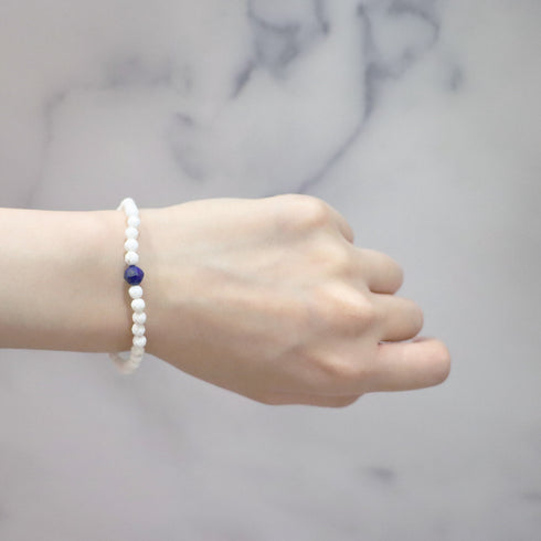 【Lovely Zoo】マグネサイト×マグネサイトターコイズ×マザーオブパール ブレスレット