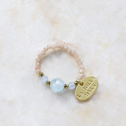 【Deep Sea Party】アクアマリン×オレンジムーンストーン リング