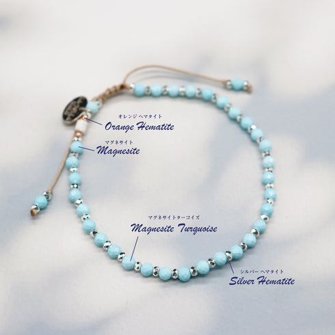 【Little Things for Summer】マグネサイトターコイズ×マグネサイト×シルバーヘマタイト アンクレット