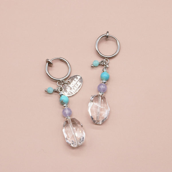 【Be Loved Turquoise】ターコイズ×水晶×タンザナイト イヤリング