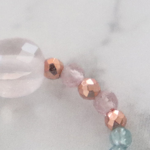 【盛开的粉色玫瑰】玫瑰石英 x 粉色碧玺 x 磷灰石戒指