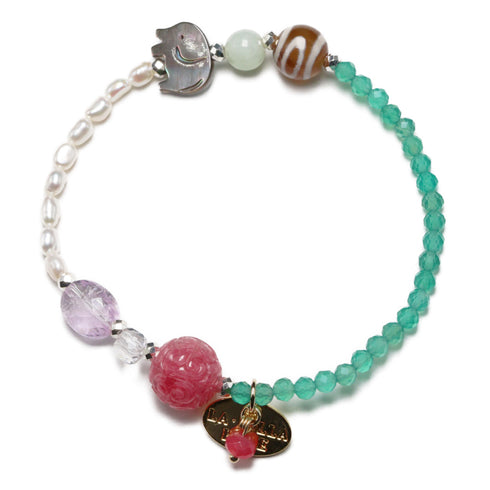 【ONLINE SHOP限定】【CLEAN UP】天地天珠×グリーンアゲート×ロードナイトシリカ ブレスレット