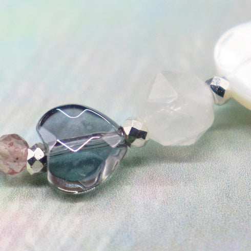 【ONLINE SHOP限定】【CLEAN UP】天地天珠×ホワイトシェル×ピンクサファイヤ ブレスレット