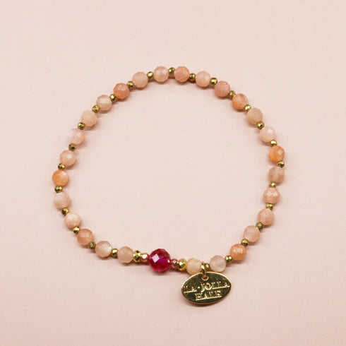 【绯红之焰】合成红宝石 x 橙色月光石手链