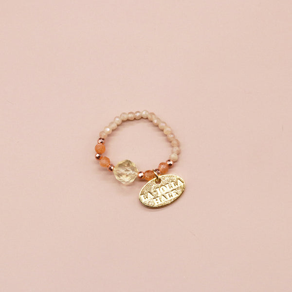 【Like a Honey Candy】シトリン×サンストーン×ムーンストーン リング