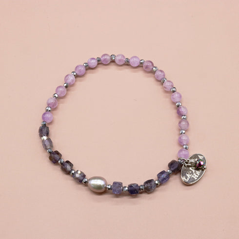 【Mermaid Teardrops】パール×アイオライト×ラベンダーアメシスト ブレスレット