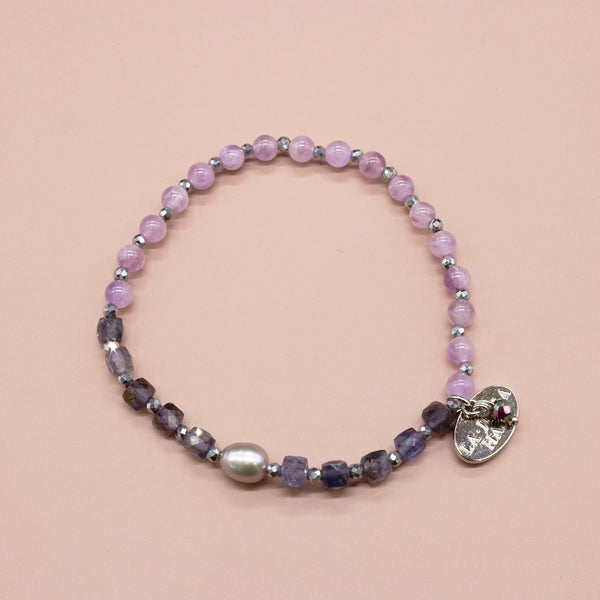【Mermaid Teardrops】パール×アイオライト×ラベンダーアメシスト ブレスレット