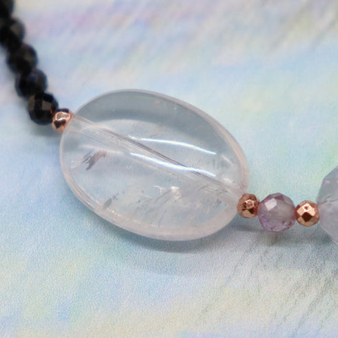 【ONLINE SHOP限定】【CLEAN UP】天地天珠×ローズクォーツ×ブラックスピネル×ピンクサファイヤ ブレスレット