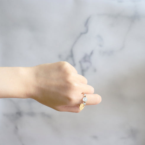 【Deep Sea Party】アクアマリン×オレンジムーンストーン リング