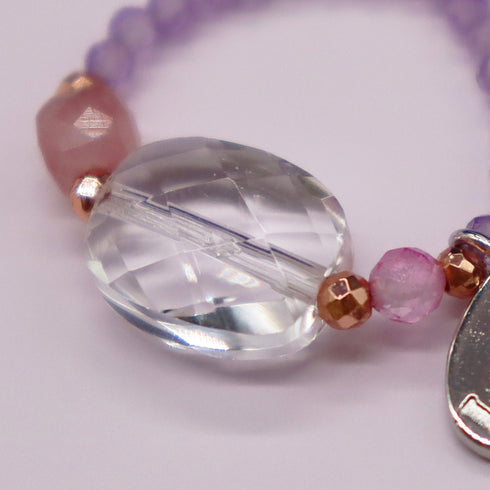 【Moon Lady Amethyst】ピンクアメシスト×水晶×ローズクォーツ×トパーズ リング