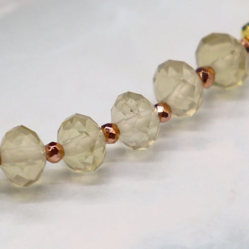 【如蜜糖般甜蜜】水波纹天珠、黄水晶、巴洛克珍珠、柠檬石英手链