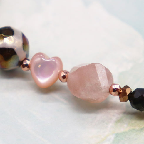 【Longing for Jaipur】亀甲天珠×ローズクォーツ×ピンクアベンチュリン ブレスレット