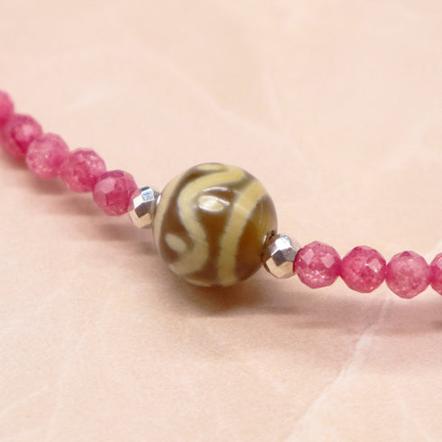 【ONLINE SHOP限定】【Blooming Pink Roses】三眼天珠×ローズクォーツ×ジルコニア ブレスレット