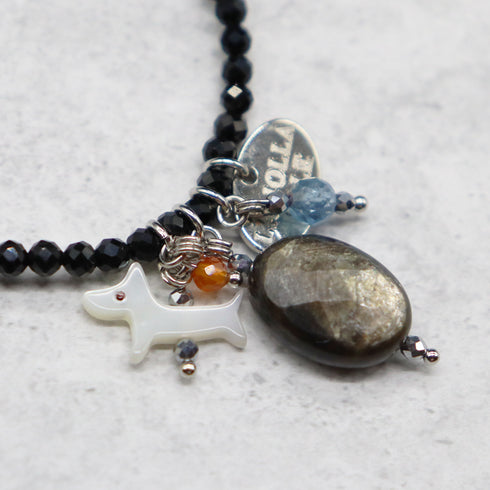 【Lovely Zoo】マザーオブパール×オニキス×モスコバイト×アクアマリン ブレスレット